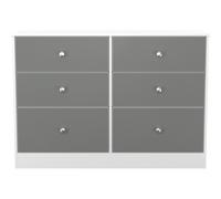 Padstow Ready Assembled 6 Drawer Midi Chest - Uniform Grey & White Matt