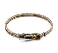 Padstow Silver and Rope Bracelet ANCHOR & CREW Light Brown 23cm