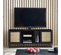 Padstow TV Unit - 150cm - Black and Rattan
