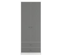 Padstow Wardrobe - 2 Door - 2 Drawer - Tall - Grey and White