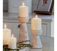 Pack of 2 Padstow White Wash Wooden Candle Holders