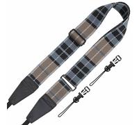 Padwa Lifestyle Adjustable Camera Strap with Quick Release Clip fits All Cameras - 2" Full Grain Leather Head,Exquisite Jacquard Embroidered Camera Straps for Photographers - Blue Twill