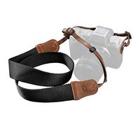 Padwa Lifestyle Black Camera Strap - Double Layer Crazy Horse Cowhide Head,1.5" Wide Pure Cotton Woven Camera Straps,Adjustable Neck Shoulder Strap for All DSLR Cameras,Great Gift for Photographers