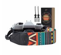 Padwa Lifestyle bohemian Camera Strap - 2" Retro Embroidery Boho Camera Straps for Photographers,Adjustable Wide Camera Neck/Shoulder Strap with Genuine Leather Head for All DSLR/SLR Digital Cameras