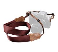 Padwa Lifestyle Burgundy Red Camera Strap -Double Layer Crazy Horse Cowhide End,1.5" Wide Pure Cotton Woven Camera Straps,Adjustable Neck Shoulder Strap for All DSLR Cameras,Gift for Photographers