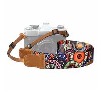 Padwa Lifestyle Camera Strap - 1.5" Soft Nylon Print Crazy Horse Cowhide Head Camera Straps for Photographers and All Cameras,Cute Adjustable Vintage Woven Strap for Adults & Kids(Bohemian Bloom)