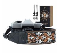 Padwa Lifestyle Camera Strap - 2 inch Wide Cowhide Head Shoulder Neck Camera & Binocular Straps, Vintage Jacquard Embroidery Multi-pattern Camera Straps for Photographers(Vintage Brown Flower)