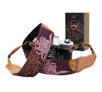 Padwa Lifestyle Camera Strap - 2" Wide Cowhide Head Cotton Camera Straps for Photographers,Vintage Universal Neck & Shoulder Camera Straps for All DSLR Cameras(Purple Daisy Printed)