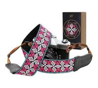 Padwa Lifestyle Camera Strap - 2" Wide Cowhide Head Cotton Camera Straps for Photographers,Vintage Universal Neck & Shoulder Camera Straps for All DSLR(Purple Rhombus)
