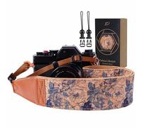 Padwa Lifestyle Cork Camera Strap - 2" Top Layer Cowhide Head Camera Straps for Photographers,Natural Log Crackle Art Print Style,Soft Chamois Velvet Padded Strap Quick Release fits All Cameras