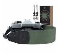 Padwa Lifestyle Dark Green Camera Strap - 2 inch Wide Cowhide Head Shoulder Neck Camera & Binocular Straps, Vintage Solid Colour Woven Camera Straps for Photographers