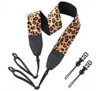 Padwa Lifestyle Leopard Print Velvet Camera Strap - 2" Double Layer Full Grain Cowhide Leather Head Camera Straps for Photographers,Unique Soft Velvet Fabric with Quick Release fits all Cameras