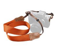 Padwa Lifestyle Orange Camera Strap -Double Layer Crazy Horse Cowhide End,1.5" Wide Pure Cotton Woven Camera Straps,Adjustable Neck Shoulder Strap for All DSLR Cameras,Gift for Photographers