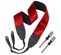 Padwa Lifestyle Ruby Red Velvet Camera Strap - 2" Double Layer Full Grain Cowhide Leather Head Camera Straps for Photographers,Unique Soft Velvet Fabric with Quick Release fits all Cameras