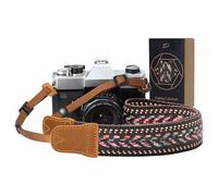 Padwa Lifestyle Speed Gray Camera Strap - 1.5" Soft Cotton Rope Weave Crazy Horse Cowhide Head Camera Straps for Photographers and All Cameras,Cute Adjustable Vintage Woven Strap for Adults & Kids