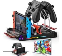 Padwa Lifestyle Switch Charging Dock with 4K HDMI Output - Family Gathering Essential, Eye-Care Large Screen, 8 Game Slots + 4 Joy-Con Charging, RGB Lighting & 3 USB Ports