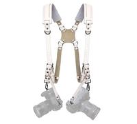 Padwa Lifestyle White Dual Camera Harness Strap for Two Cameras - Dual Shoulder Full Grain Leather Harness,Multi Double Camera Gear with Thick Padded,Double Camera Harness for Photographers