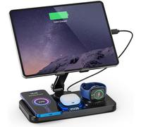 Padwa Lifestyle Wireless Charging Station for iPhone, Tablet Holder with Wireless Charger Stand for iPhone 16/15/14/13/12, AirPods Pro 3 2 Apple Watch, iPad Pro, iPad Air, and All Tablets