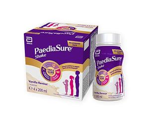 PaediaSure Shake Ready-To-Drink Bottles, 4 x 200ml, Vanilla Flavour, Supplement for Kids with 26 Vitamins & Minerals, Vitamin D, Iron & Protein, Supports Kids’ Healthy Growth & Immunity
