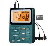 Paeiope Portable Pocket Radio AM FM with Best Reception, Rechargeable-Green