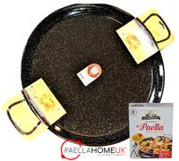 32cm ENAMELLED STEEL PAELLA PAN PROFESSIONAL + SPOON + SAFFRON PAELLA MIX GIFT