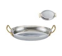 Paella Pan - Stainless Steel Steak Pan - Double Handle Cookware Uncoated Pan for Home Family Cooks Beginners Outdoor Meal