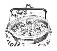 Paella Spanish Food Sea Food Coin Purse Wallet Bag Change Pouch Gifts for Women Kids Girls Key Holder