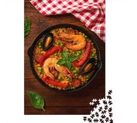 Paella with Seafood And Vegetables 1000-Piece Puzzle for Adults, 52x38cm/1000pcs, White Pieces for Organised Sorting; Easy to Revisit Throughout The Week