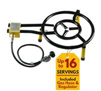 Paelluxe Paella Burner with Table Top Stand - Double Propane Gas Parrilla for Outdoor & Indoor Stove Cooking - Ideal for Chinese & Thai Wok, Camping Grill - 16 Inch, for 8 Servings