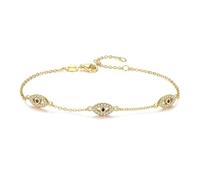 PAENENPH Solid 14K Gold Over 925 Silver Moissanite Bracelet for Women Luxury Triple Blue Evil Eye Adjustable Chain Bracelet Fashion Christmas Ornaments Gift for Her, 8.2 inches, Silver Yellow Gold