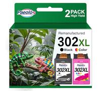 Paeolos 302XL Ink Cartridges Combo Pack Black and Tri-Colour Replacement for HP 302 XL for Deskjet 1110 2130 2134 3630 3632 3634 Officejet 3830 3834 4650 4651 4652 Envy 4520 4521 4522 4523 (2-Pack)