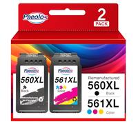 Paeolos PG-560XL CL-561XL 560XL 561XL Replacement for Canon 560 561 Ink Cartridges for Pixma TS7451 TS7450 TS5350 TS5351 TS5350a TS5351 TS5352 (1 Black 1 Colour)