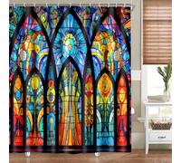 PAEOT Stained Glass Shower Curtain for Bathoom Medieval Style 72x72Inch
