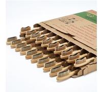 paeyaer 20 Count Bamboo Toothbrushes (Soft+Medium), Natural Wood Toothbrushes Bulk, Eco-Friendly, BPA Free, Biodegradable & Compostable Charcoal Wooden - Reusable Travel Toothbrushes
