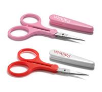 PAFASON 4" Stainless Steel Detail Craft Scissors Set with Straight & Curved Precise Tips & TSA Complied Ideal for Scrapbooking, Paper Yarn Thread Fabric Cutting Sewing Quilting Embroidery Knitting