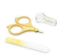 PAFASON Baby Round Tip Manicure Nail Scissors and Baby Glass Nail File Set | Double-Sided Crystal Glass with Case Ideal for Babies Young Children Infant Newborns Toddlers Fingernail and Toenail Cutting
