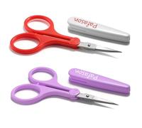 PAFASON Sharp Point Craft Scissor Set 2 PC Straight Curved for Scrapbooking Quilting DIY Sewing Knitting Embroidery Cross Stitch Crochet Thread Yarn Paper Detail Cutting Stainless Steel Safety Case