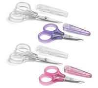 PAFASON Sharp Point Craft Scissor Set 4 PC Straight Curved for Scrapbooking Quilting DIY Sewing Knitting Embroidery Cross Stitch Crochet Thread Yarn Paper Detail Cutting Stainless Steel Safety Case