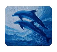 PAFEFO Dolphins Blue (1) Mouse Pad, Square Non-Slip Rubber Base MousePads Office Laptop