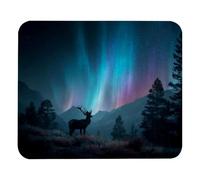 PAFEFO Mouse Pad Burid the Northern Lights with a Deer (1) Computer Mouse Mat with Anti-Slip Rubber Base, Easy Gliding, Spill-Resistant Surface, Durable Portable