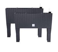 PAFEN 2 x Flower Pot, Flower Box with Feet, 595 x 240 x 460 mm, Plant Pot, Rattan Look, Planter, Water Level Indicator, Balcony Box, Planters, Anthracite