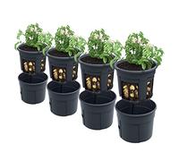 PAFEN 4-Piece Potato Growing Pot Set - Medium Charcoal Solid Oval Outdoor Floor Standing Polished Potato Planter