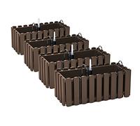 PAFEN 4 x Flower Box Flower Pot with Brackets - 38 x 18 x 16.2 cm - Plant Pot Watering System Balcony Box Planter Boxes, Brown