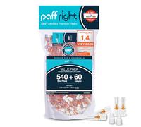 paff right 540+60 Cigarette Filters Tips for Slim, Extra Slim and Roll Up, Smart Tar Filters for Cigarettes, 540 Plastic + 60 Adapters 5.25-6 mm Mouthpiece for Smoking