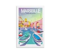 Pafim Marseille French Fishing Port Vintage Poster Canvas Art Print Office Family Bedroom Decorative Posters Gift Wall Decor Poster 12x18inch(30x45cm) Unframe-style