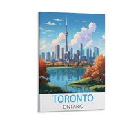 PAFIM Toronto Ontario Vintage Travel Poster Canvas Art Print Office Family Bedroom Decorative Posters Gift Wall Decor Poster 12x18inch(30x45cm) Frame-style