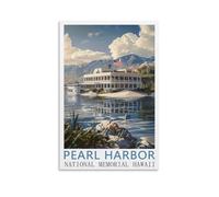 PAFIM Vintage Travel Poster Pearl Harbor National Memorial Hawaii Canvas Art Print Office Family Bedroom Decorative Posters Gift Wall Decor Poster 08x12inch(20x30cm) Unframe