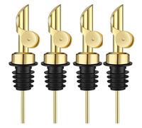 Pafusen 4 Pack Weighted Liquor Pour Spout, Auto Flip Olive Oil Dispenser Spout, Pour Spout for Liquor Bottles, Olive Oil Spout, Bottle Pourers for Alcohol Wine Syrup Home Bar Accessories Gold