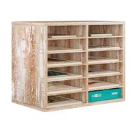 PAG 12 Compartments Office Countertop Letter File Tray, Wooden A4 Paper Storage Organiser Desk Trays Stackable for Office Home School,Retro White