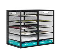 PAG 12 Compartments Office Mesh Desk Tidy Organiser,Document/A4 Paper/Letter/Filing Tray Stackable for Office Home School,Black
